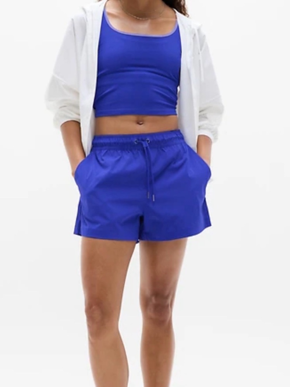 Athleta Midday rise poplin shorts Electric Blue Athletic Drawstring Shorts large